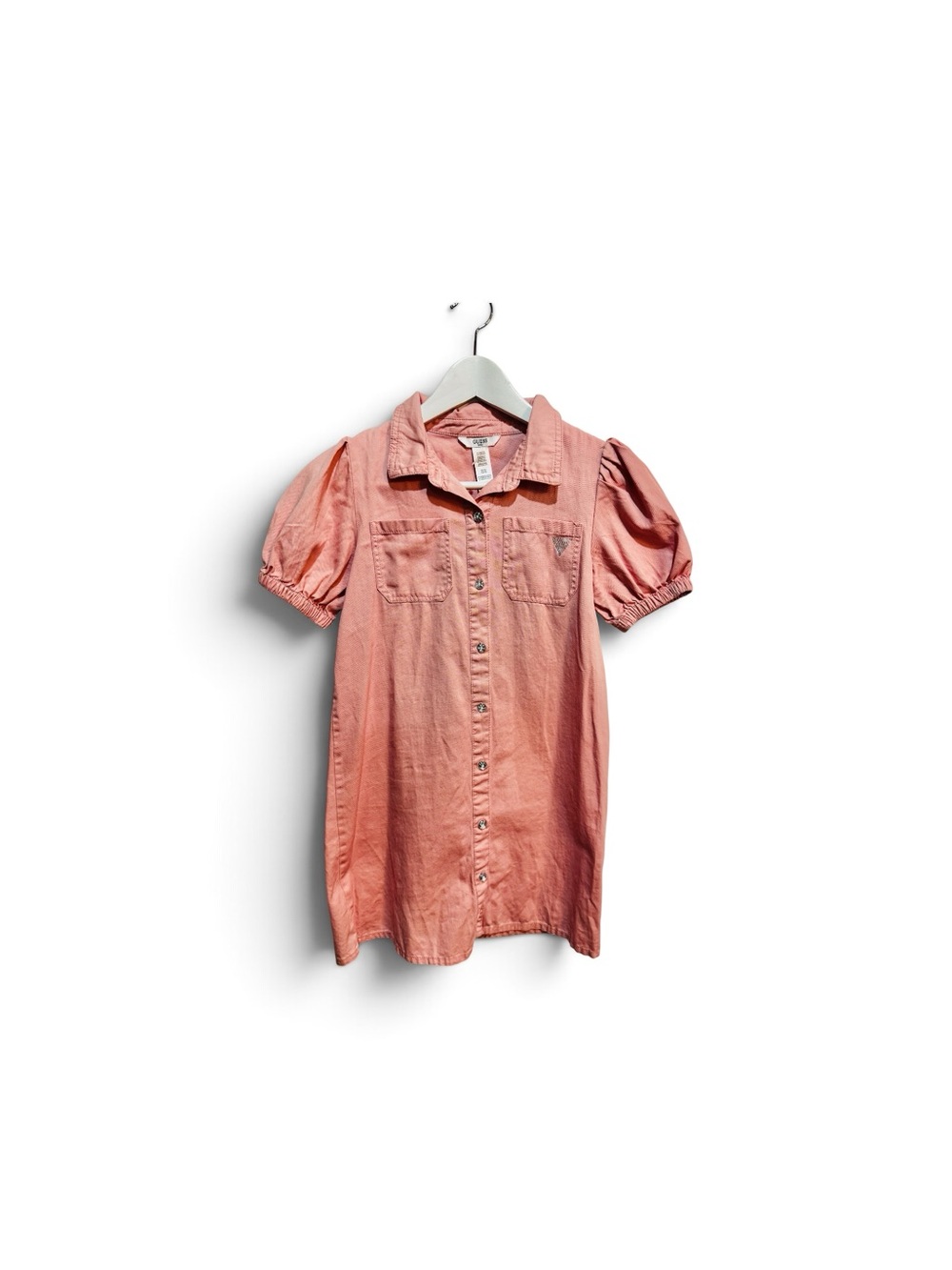 Guess Girls Coral Pink Button-Front Shirt Dress